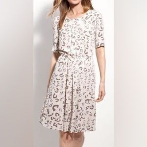 BCBG Karia Animal Print Short Sleeve Pleated Dress Small